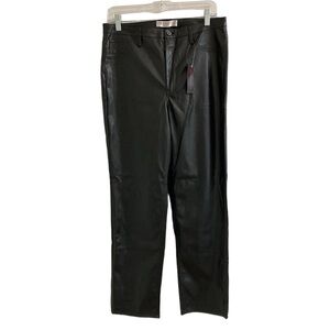 NOBO No Boundaries Juniors Size 11 Black Faux Leather Pants Straight Leg Hi Rise